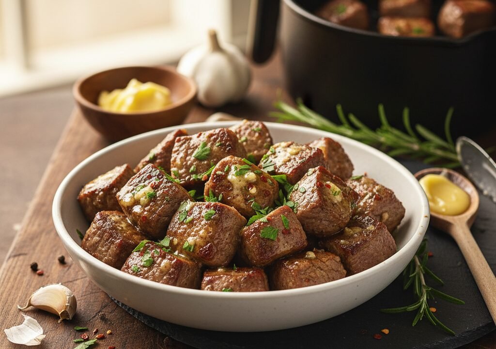 Air Fryer Steak Bites with Garlic Butter
