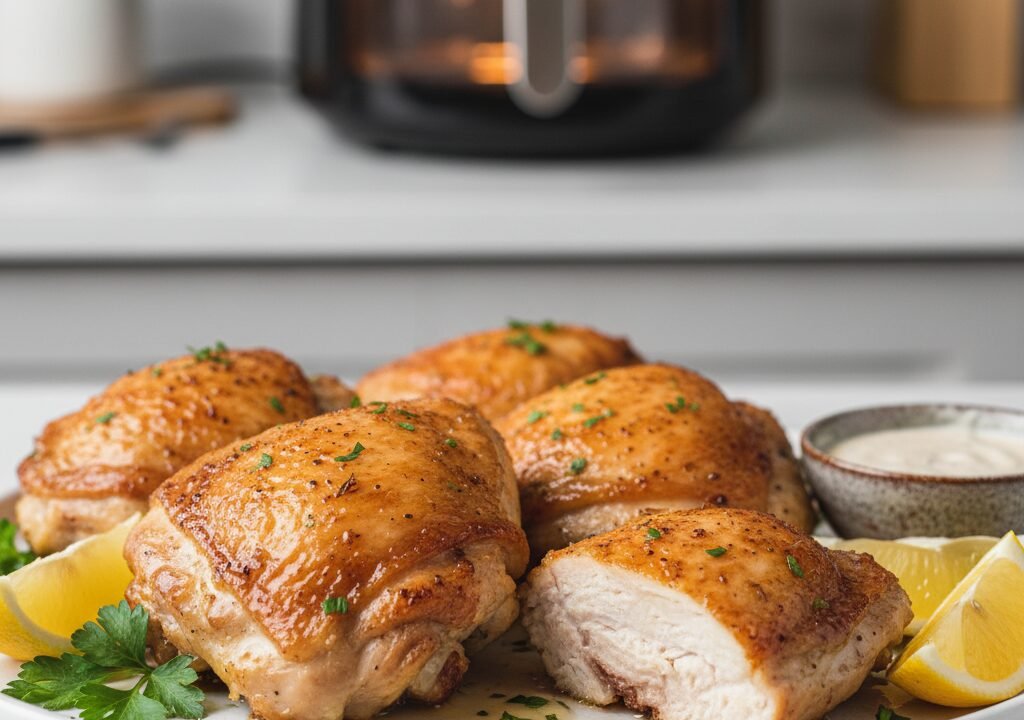 Crispy, Juicy Air Fryer Bone-In, Skin-On Chicken Thighs
